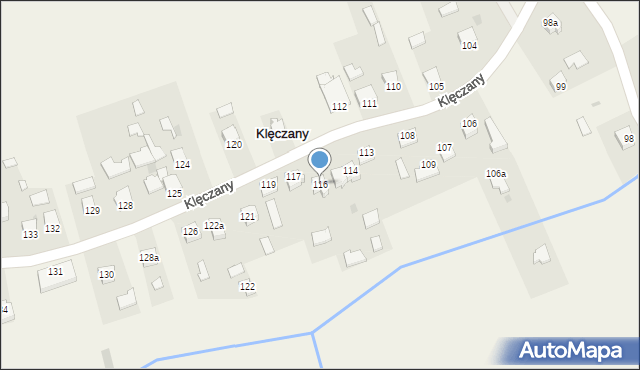 Klęczany, Klęczany, 116, mapa Klęczany