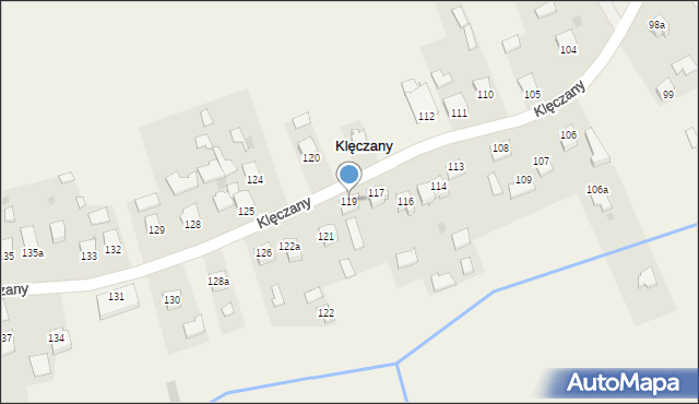 Klęczany, Klęczany, 119, mapa Klęczany