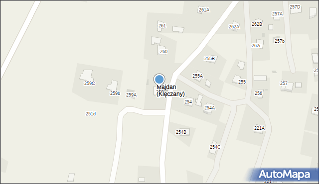 Klęczany, Klęczany, 259, mapa Klęczany