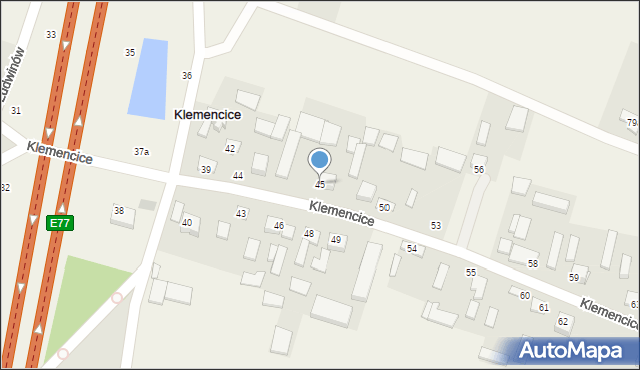 Klemencice, Klemencice, 45, mapa Klemencice