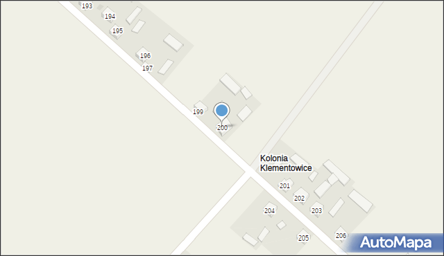 Klementowice, Klementowice, 200, mapa Klementowice