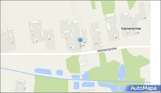 Klementynów, Klementynów, 12, mapa Klementynów