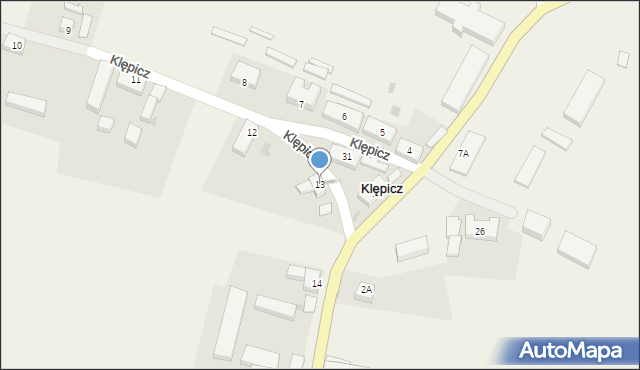 Klępicz, Klępicz, 13, mapa Klępicz