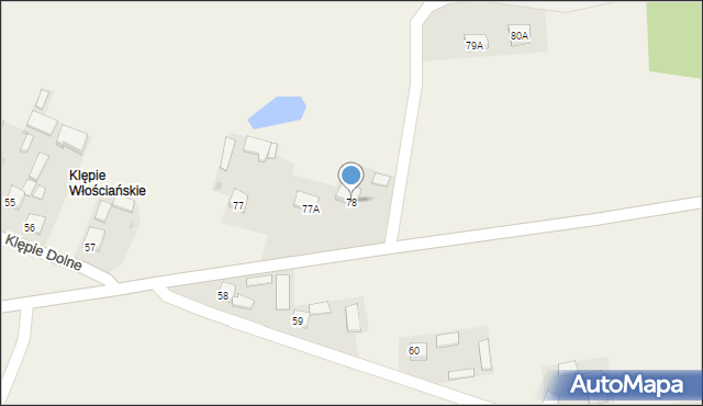 Klępie Dolne, Klępie Dolne, 78, mapa Klępie Dolne