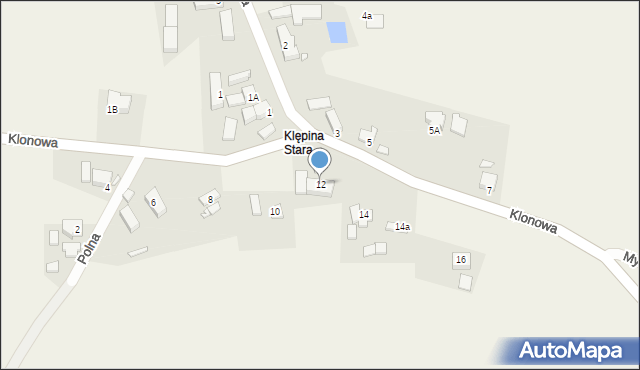 Klępina, Klonowa, 12, mapa Klępina