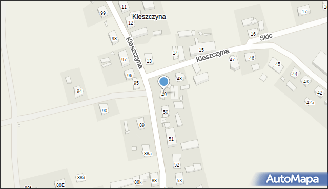 Kleszczyna, Kleszczyna, 49, mapa Kleszczyna