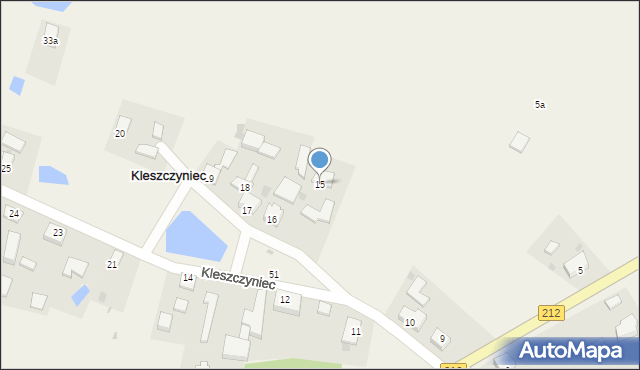 Kleszczyniec, Kleszczyniec, 15, mapa Kleszczyniec