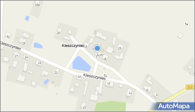 Kleszczyniec, Kleszczyniec, 17, mapa Kleszczyniec