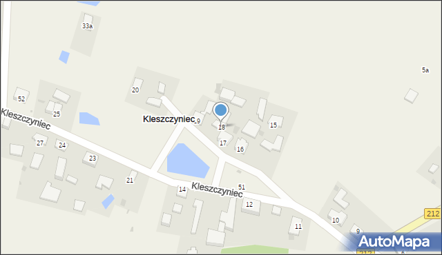 Kleszczyniec, Kleszczyniec, 18, mapa Kleszczyniec