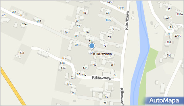 Klikuszowa, Klikuszowa, 72A, mapa Klikuszowa