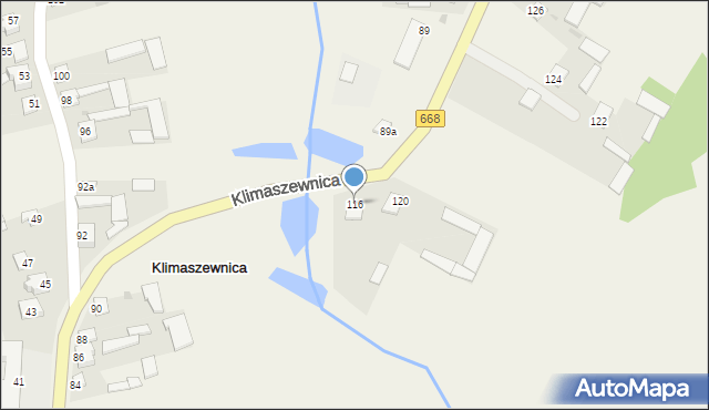 Klimaszewnica, Klimaszewnica, 116, mapa Klimaszewnica