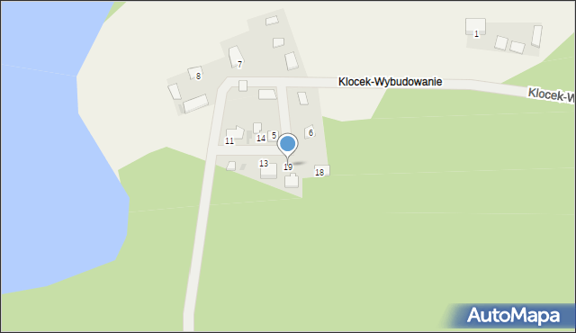 Klocek, Klocek-Wybudowanie, 19, mapa Klocek