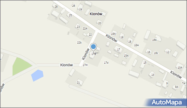 Klonów, Klonów, 17B, mapa Klonów