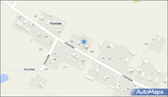 Klonów, Klonów, 18a, mapa Klonów