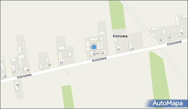 Klonowa, Klonowa, 13, mapa Klonowa