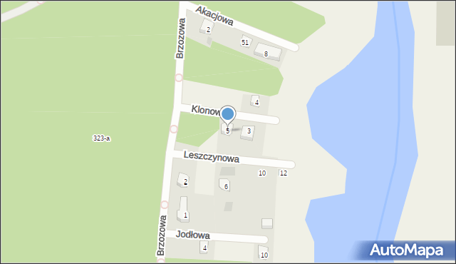 Klotyldzin, Klonowa, 5, mapa Klotyldzin