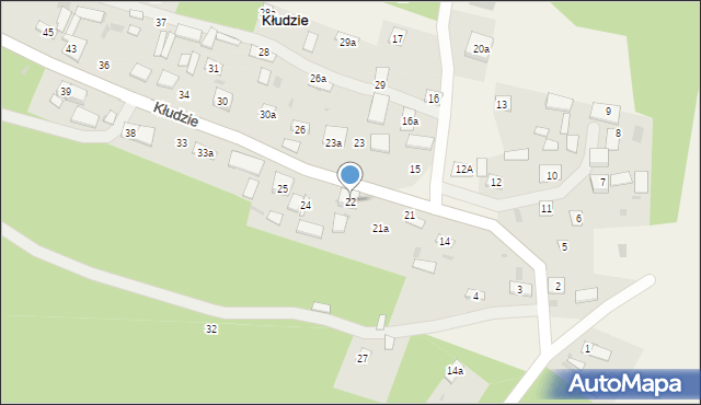 Kłudzie, Kłudzie, 22, mapa Kłudzie