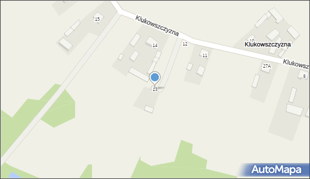 Klukowszczyzna, Klukowszczyzna, 13, mapa Klukowszczyzna