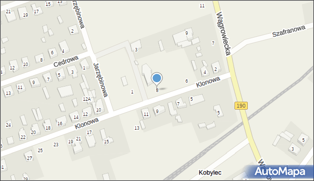 Kobylec, Klonowa, 8, mapa Kobylec