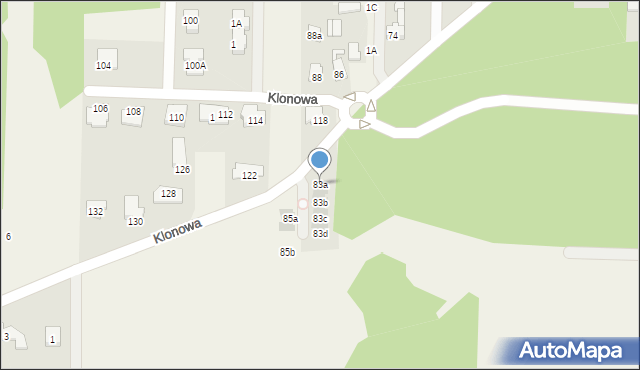 Koczargi Nowe, Klonowa, 83a, mapa Koczargi Nowe