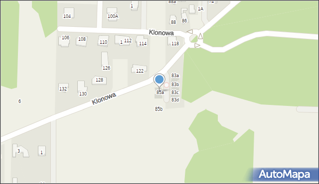 Koczargi Nowe, Klonowa, 85a, mapa Koczargi Nowe