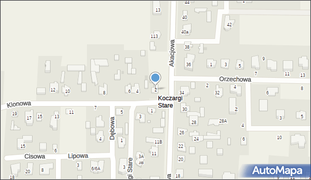 Koczargi Stare, Klonowa, 2, mapa Koczargi Stare