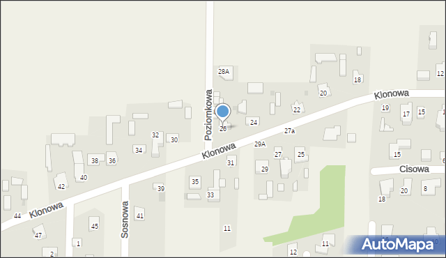 Koczargi Stare, Klonowa, 26, mapa Koczargi Stare