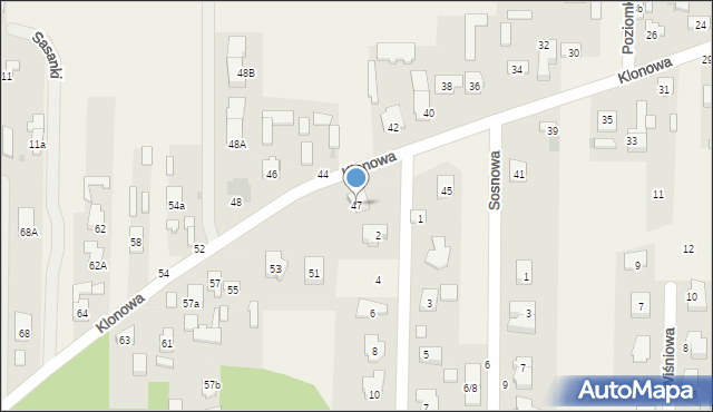 Koczargi Stare, Klonowa, 47, mapa Koczargi Stare