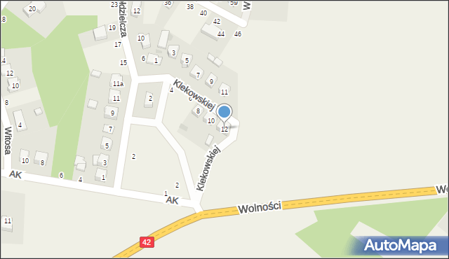 Kodrąb, Klekowskiej Jadwigi, 12, mapa Kodrąb