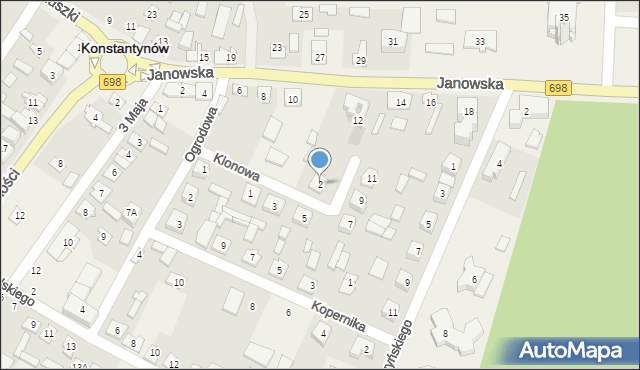 Konstantynów, Klonowa, 2, mapa Konstantynów