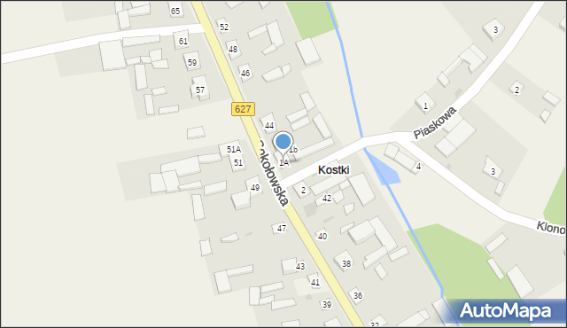 Kostki, Klonowa, 1A, mapa Kostki