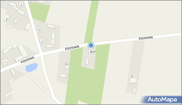 Kostki, Klonowa, 26, mapa Kostki