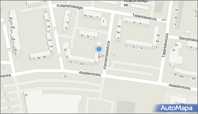 Koszalin, Klemensiewicza Zenona, 1a, mapa Koszalina