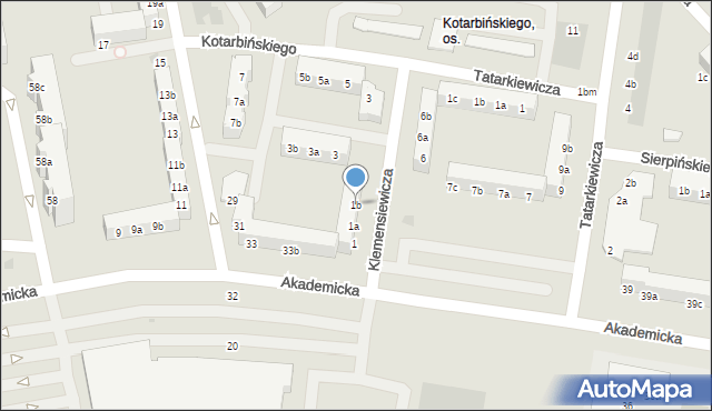 Koszalin, Klemensiewicza Zenona, 1b, mapa Koszalina