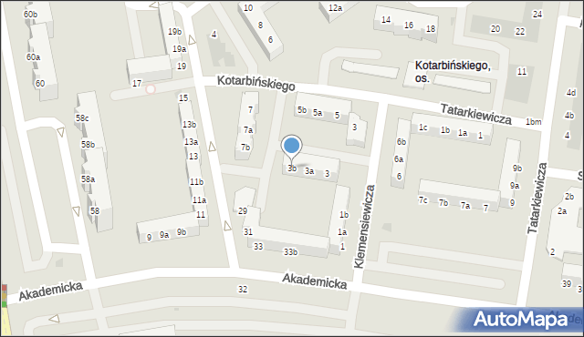 Koszalin, Klemensiewicza Zenona, 3b, mapa Koszalina