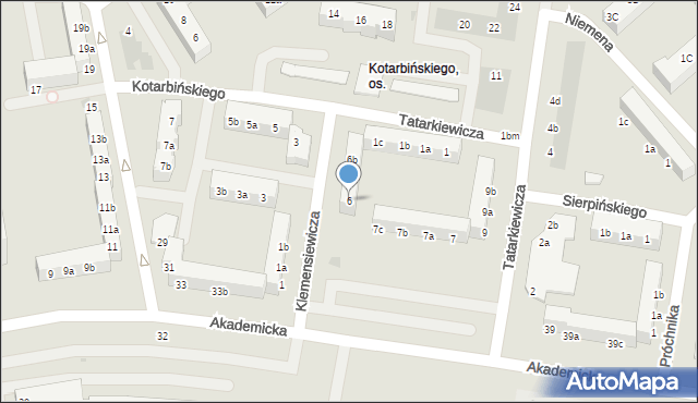Koszalin, Klemensiewicza Zenona, 6, mapa Koszalina