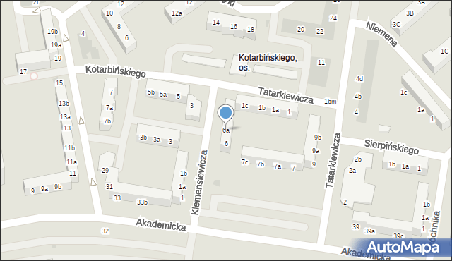 Koszalin, Klemensiewicza Zenona, 6a, mapa Koszalina