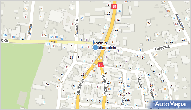 Koźmin Wielkopolski, Klasztorna, 3, mapa Koźmin Wielkopolski