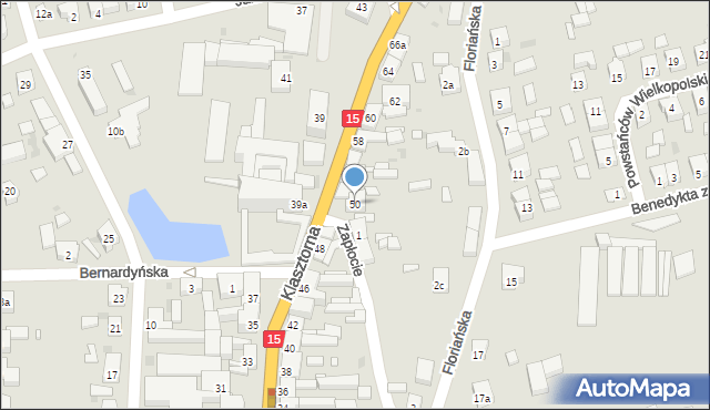 Koźmin Wielkopolski, Klasztorna, 50, mapa Koźmin Wielkopolski