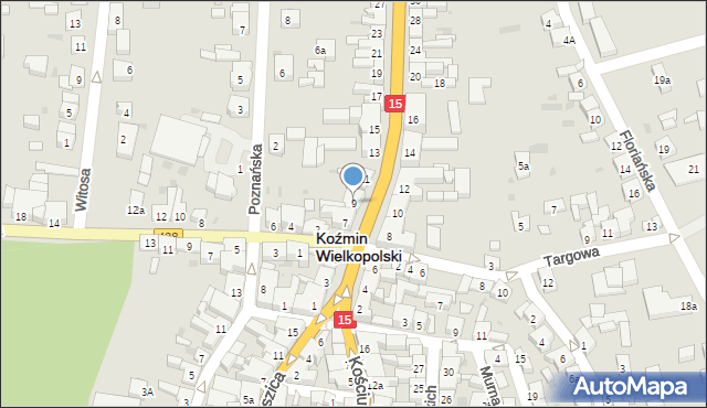 Koźmin Wielkopolski, Klasztorna, 9, mapa Koźmin Wielkopolski