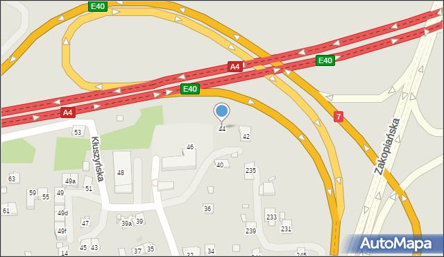 Kraków, Kłuszyńska, 44, mapa Krakowa