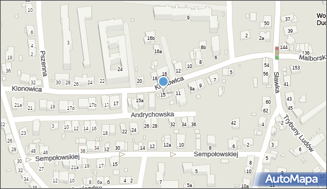 Kraków, Klonowica Sebastiana, 15, mapa Krakowa