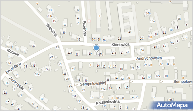 Kraków, Klonowica Sebastiana, 17e, mapa Krakowa