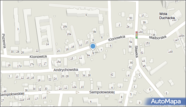 Kraków, Klonowica Sebastiana, 9, mapa Krakowa