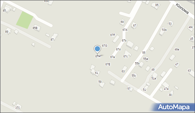 Krosno, Klonowa, 67H, mapa Krosna