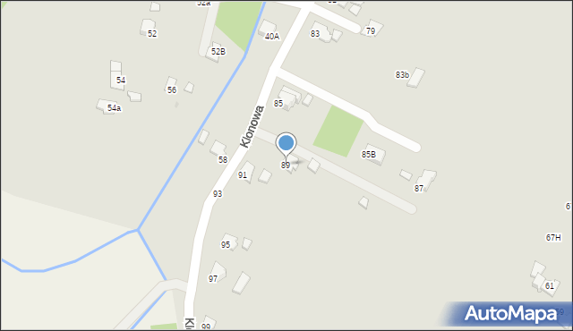 Krosno, Klonowa, 89, mapa Krosna