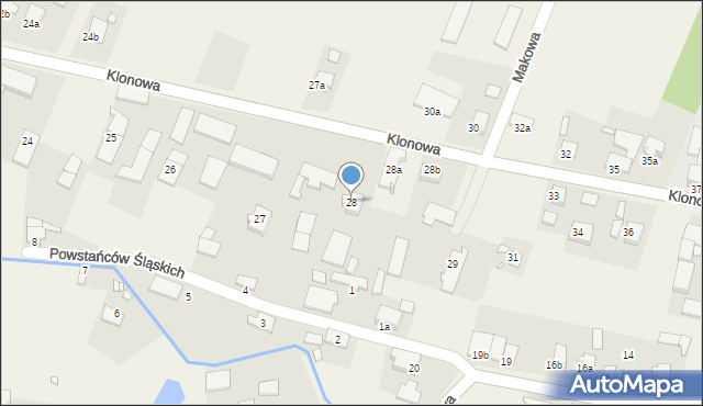 Kujakowice Górne, Klonowa, 28, mapa Kujakowice Górne