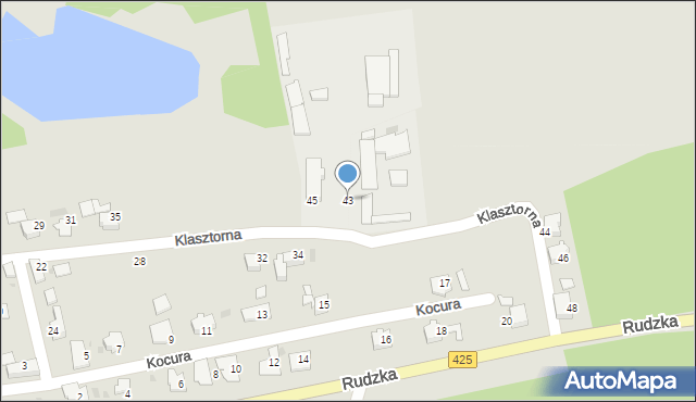 Kuźnia Raciborska, Klasztorna, 43, mapa Kuźnia Raciborska