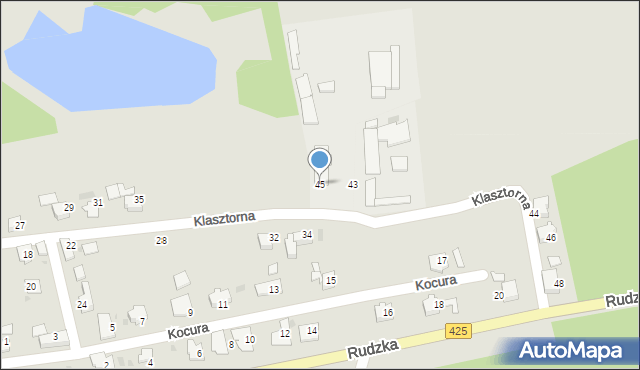 Kuźnia Raciborska, Klasztorna, 45, mapa Kuźnia Raciborska