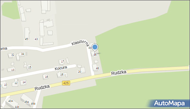 Kuźnia Raciborska, Klasztorna, 46, mapa Kuźnia Raciborska